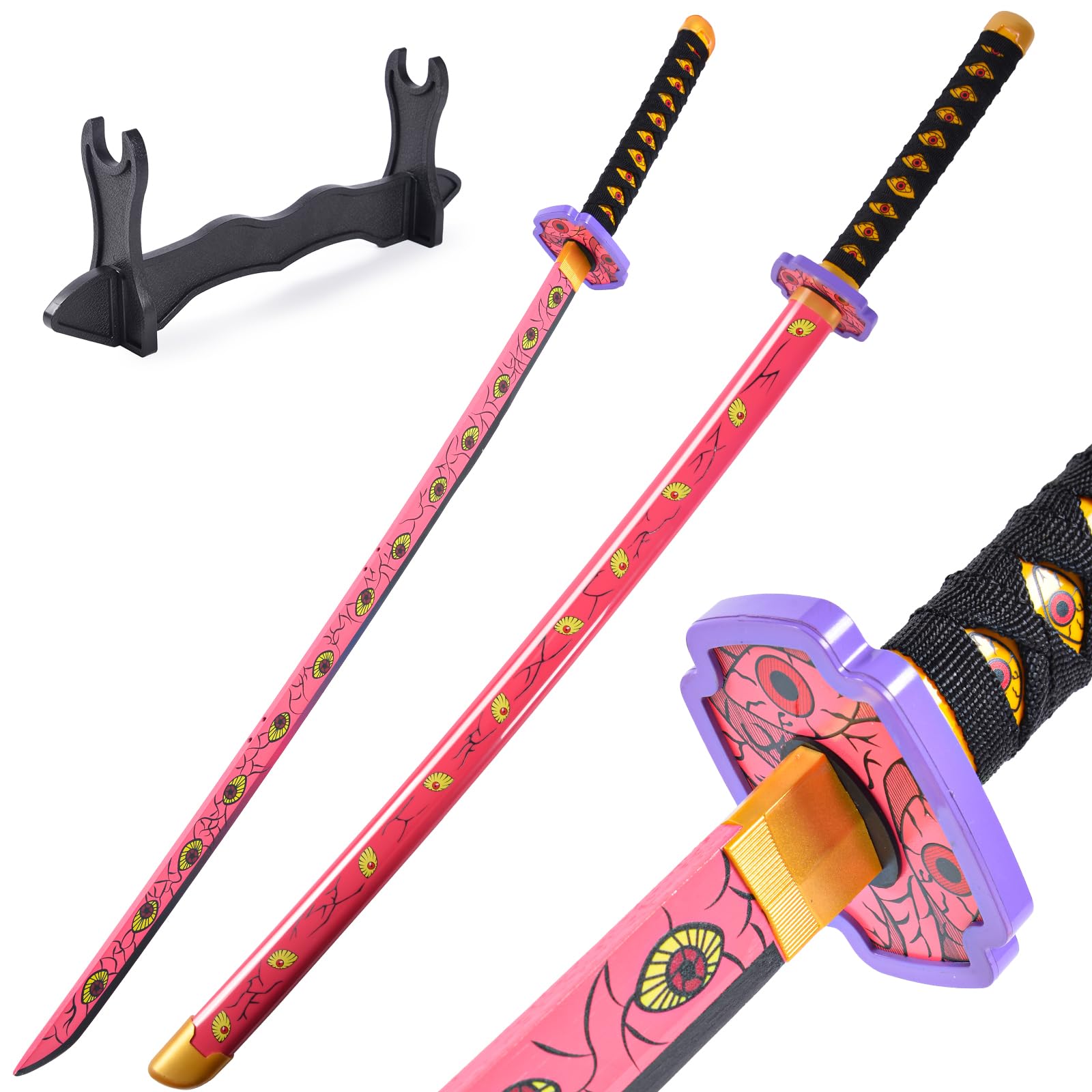 Demon Slayer Sword 41inch - with Stand Anime Sword- Zenitsu Sword & Tanjirou Sword & Rengoku Sword - Various Styles Available