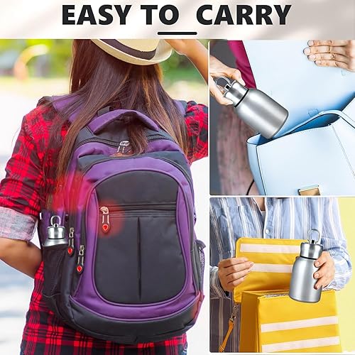 Miniatura 7 de Mini botella de agua aislada al vacío de acero inoxidable para bebidas frías y calientes, taza de café de viaje 10.2 oz 10.1 fl oz (plata)