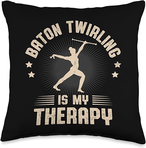 Baton Twirling is My Theraphy Throw Pillow, 16x16, Multicolor