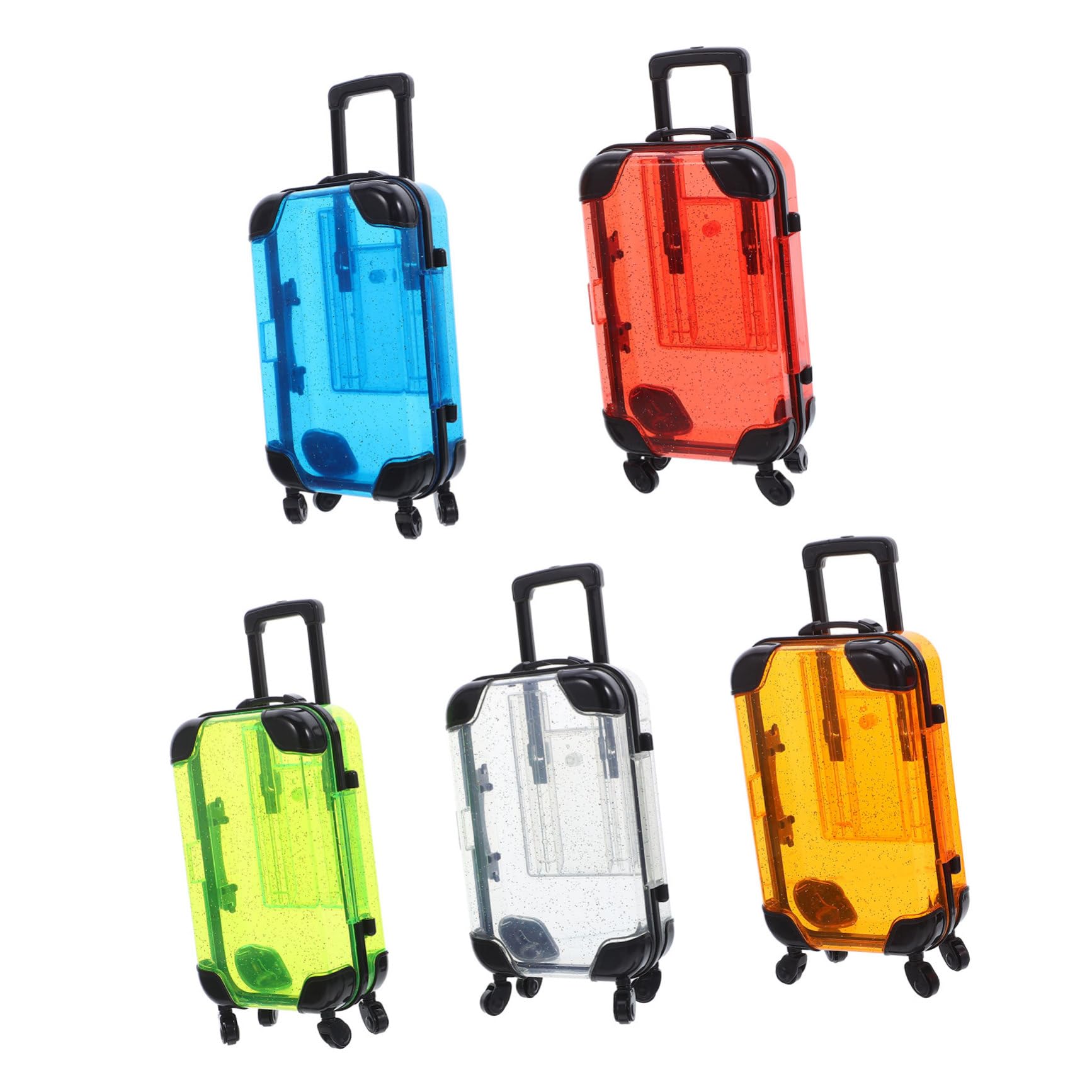 5 Pezzi Valigia Per Trolley Per Giocattolo Da Viaggio Playset Valigia Con Rotelle Per Giocattolo