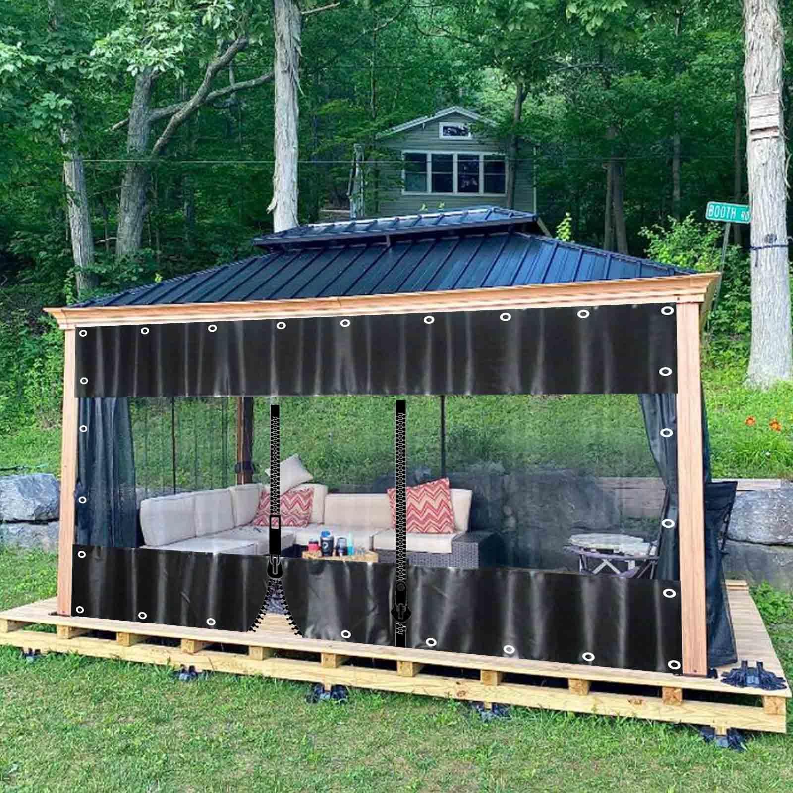 Telo Trasparente Impermeabile Per Esterno In PVC 0,3mm - Pannello Laterale Con Cerniera Per Pergola E Gazebo, 1,6x2,8m