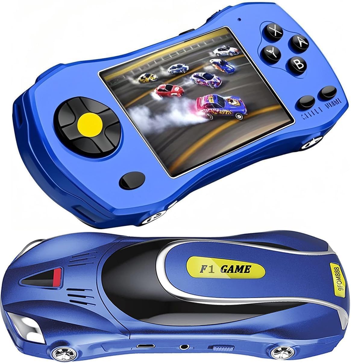 blue big horse f3 handheld video game set for kids, retro video games console with built-in classic games, portable gaming console, tv game support, rechargeable retro game box for kids & adults