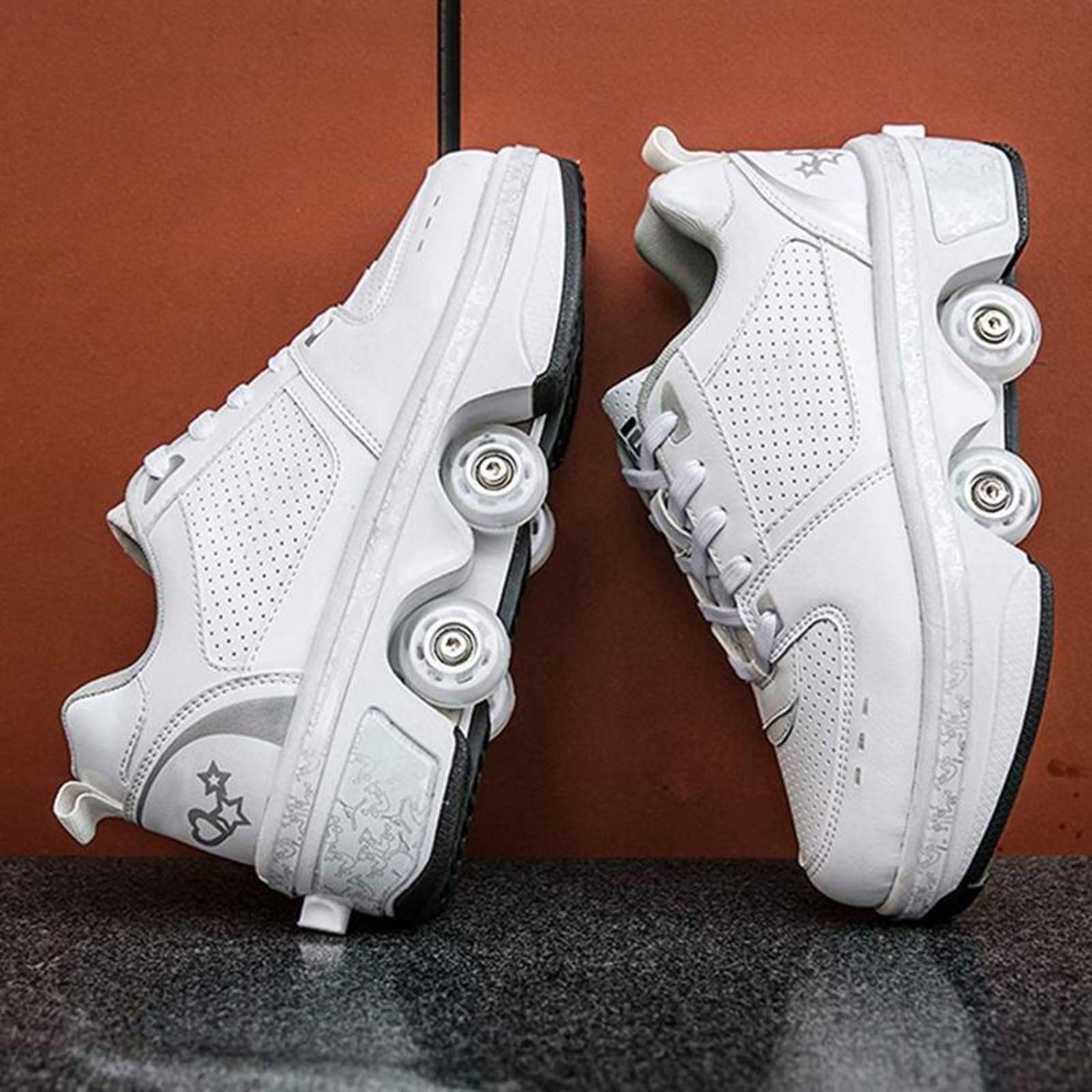 Scarpe Roller 2 In 1 Retrattili Unisex - Scarpe Da Skate Con Ruote LED, Taglia EUR 39 Bianco - Foto 11