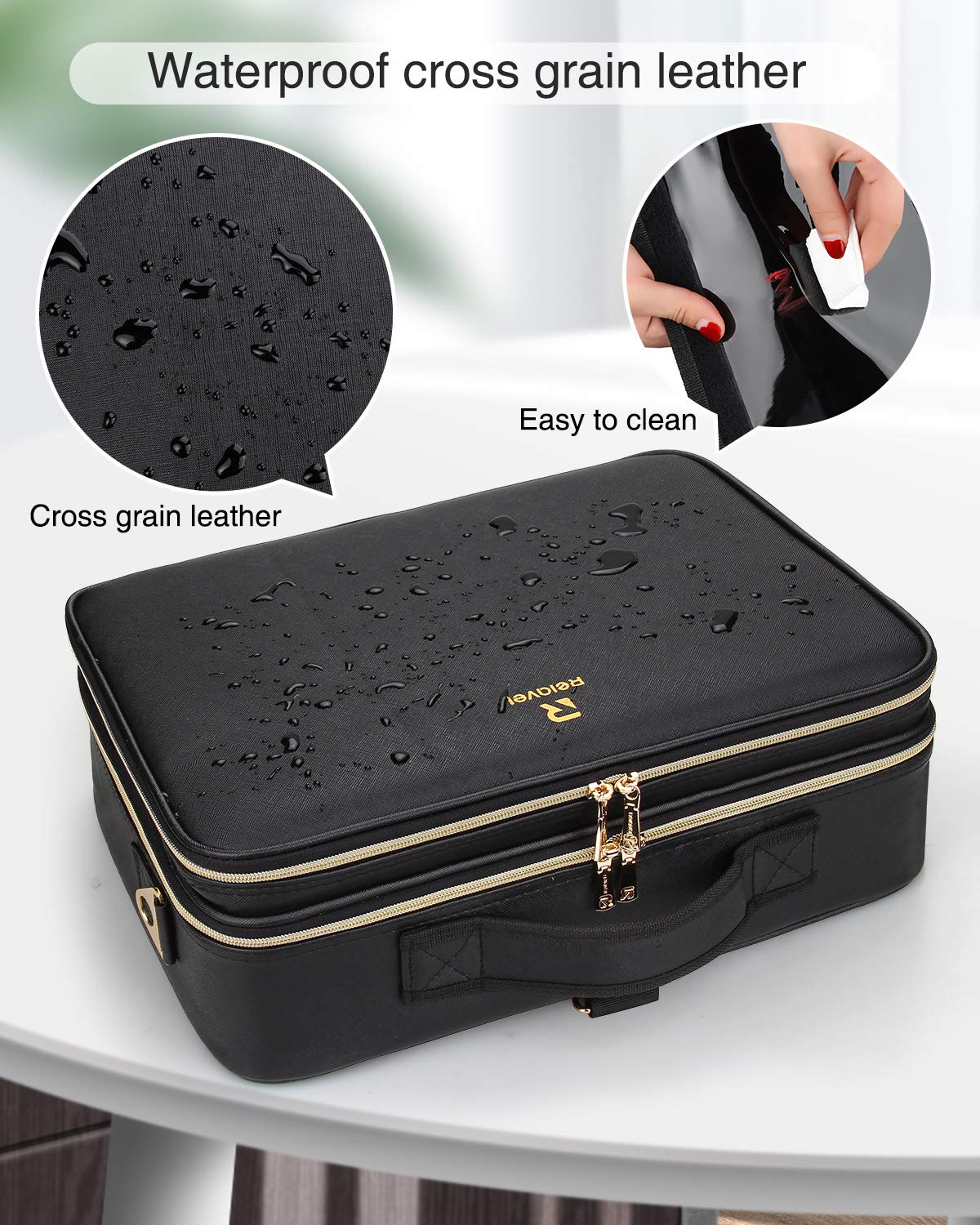 Relavel Duża Kosmetyczka - 35 cm, Przenośna Podróżna Walizka Na Kosmetyki, Profesjonalny Organizer Do Makijażu Dla MUAs, Wzór Crossed Pattern-l