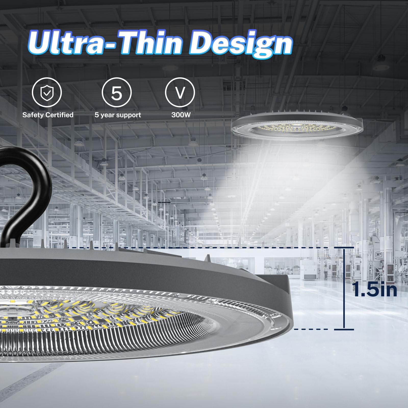 THELUX 200W 10Pack UFO Led High Bay Lights 5000K 28000LM Equiv 800WMH HPS High Bay Led Shop Lights — view 4