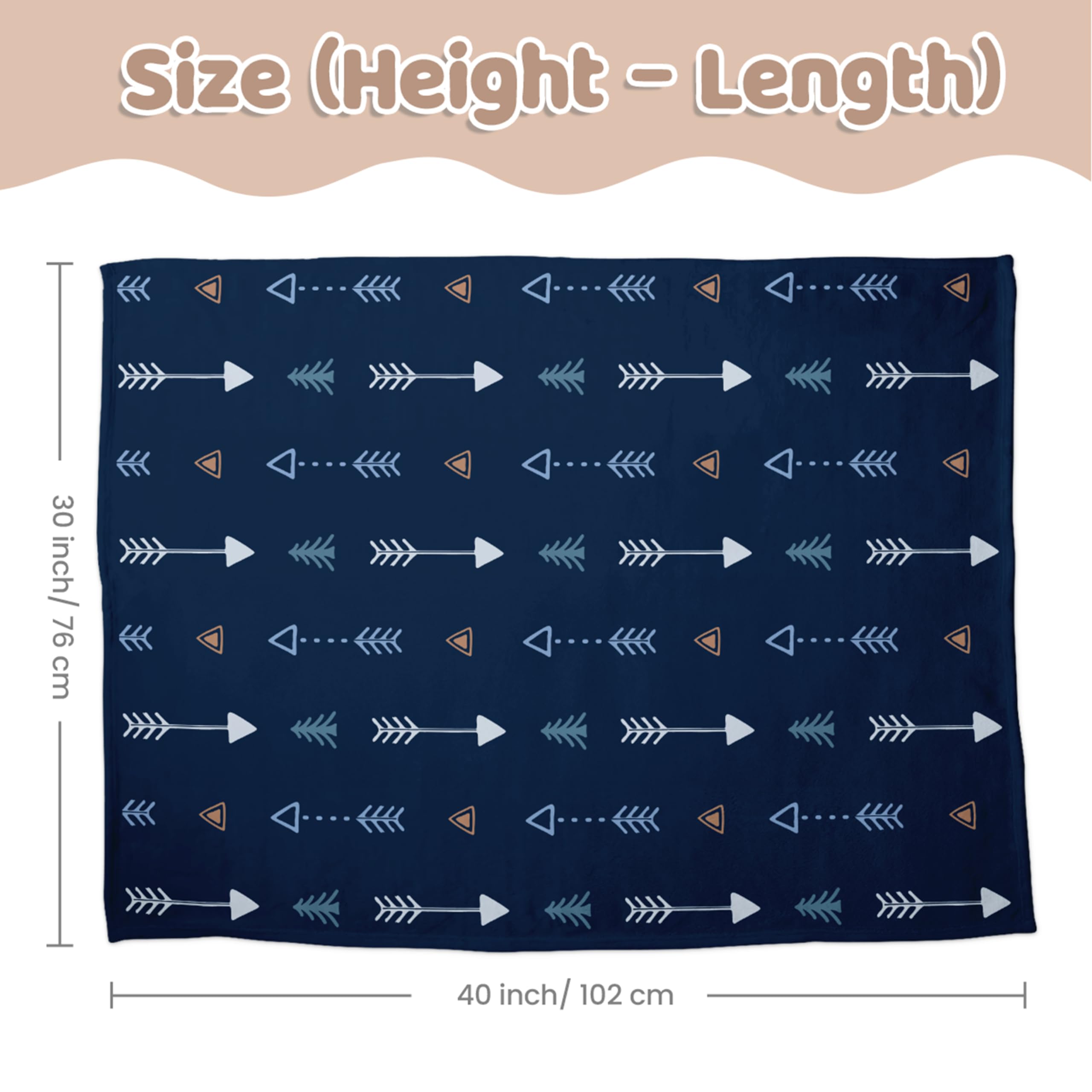 SANDJEST Manta de bebé para niños con Respaldo de Puntos de Doble Capa, Flechas Impresas, 30 x 40 Pulgadas, Mantas de recepción para recién Nacidos, Regalo para Baby Shower cumpleaños