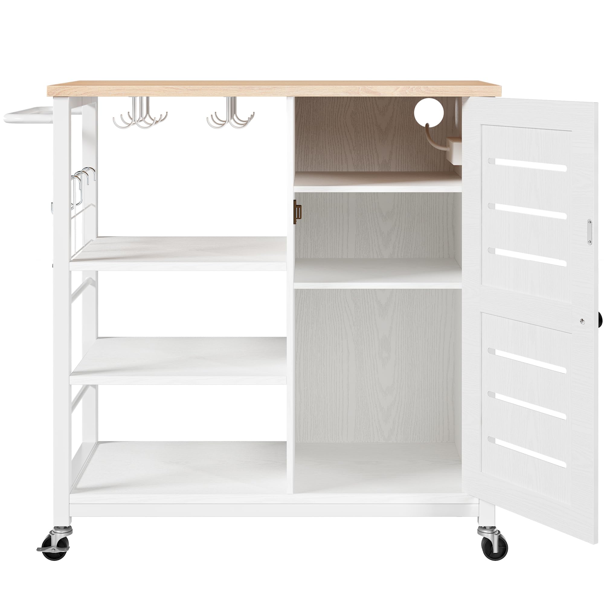 IRONCK Küchenwagen mit Steckdosenleiste, Kücheninsel Küchenschrank, Weiß