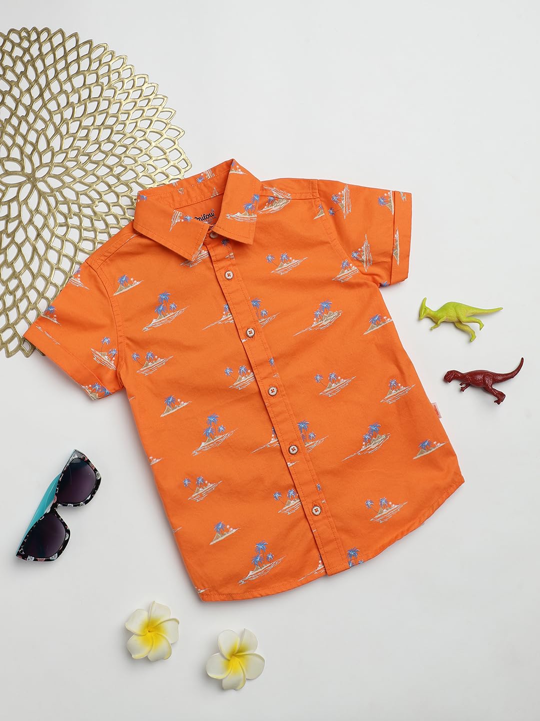 Milou Baby Boy's Regular Fit Shirt (SH-CU007_Orange - Image 5 thumbnail