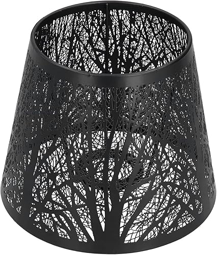 Pantalla de lámpara de campana de hierro forjado, pantalla tallada en forma de árbol de bosque E27, mini pantalla para lámpara de mesa, dormitorio,