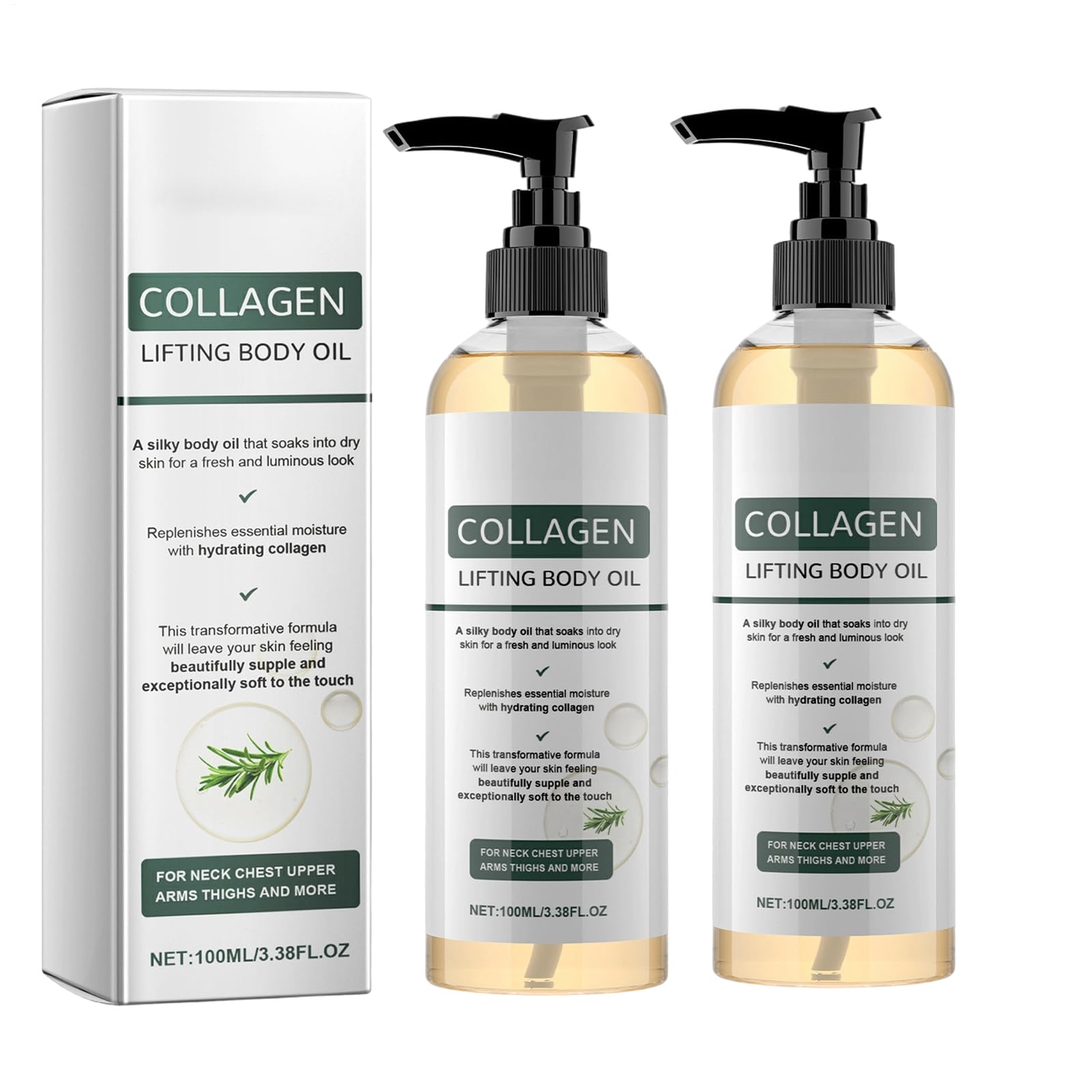 2pcs A-ceite Corporal Lifting Con Colágeno - 100ml A-ceite Corporal Nutritivo, AceitePara El Cuidado De La Piel Para Cicatrices, Arrugas Y Estrías En Cuello, Pecho, Brazos, Piernas Abdomen