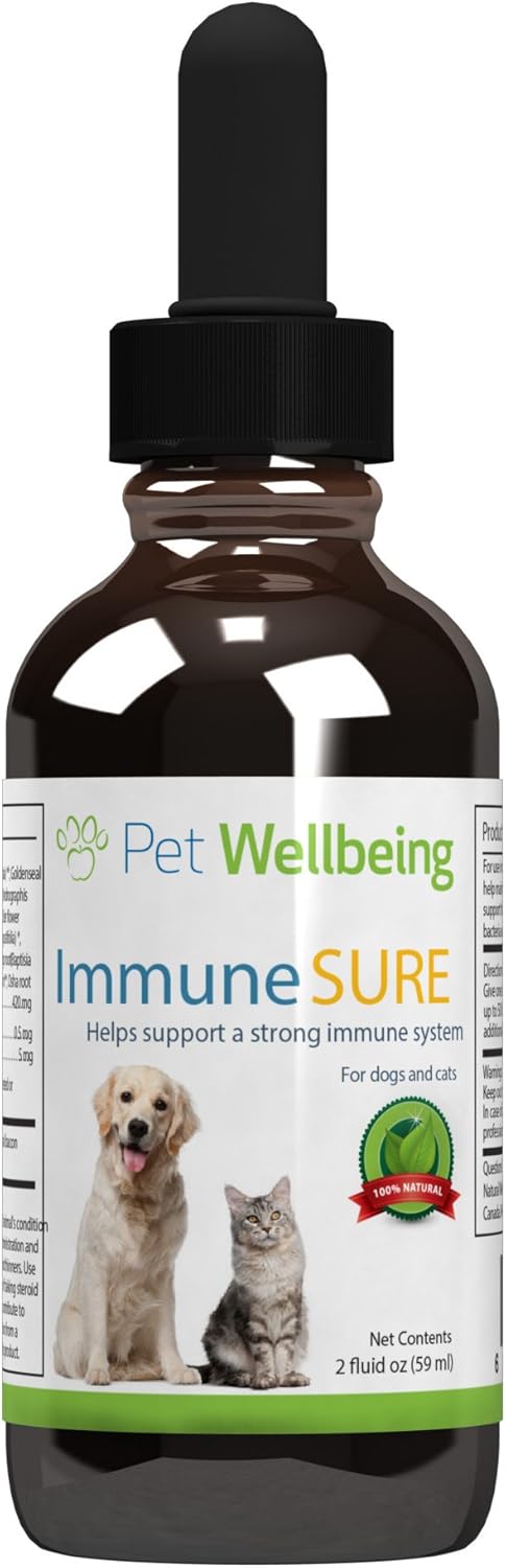 Pet Wellbeing Immune Sure for Dogs – Supports Normal Immune Defenses, Gut Flora Balance, Andrographis, Echinacea, Vitamin C, Zinc – Veterinarian-Formulated Herbal Supplement 2 oz (59 ml) Pet Wellbeing Immune Sure for Dogs – Supports Normal Immune Defenses, Gut Flora Balance, Andrographis, Echinacea, Vitamin C, Zinc – Veterinarian-Formulated Herbal Supplement 2 oz (59 ml)
