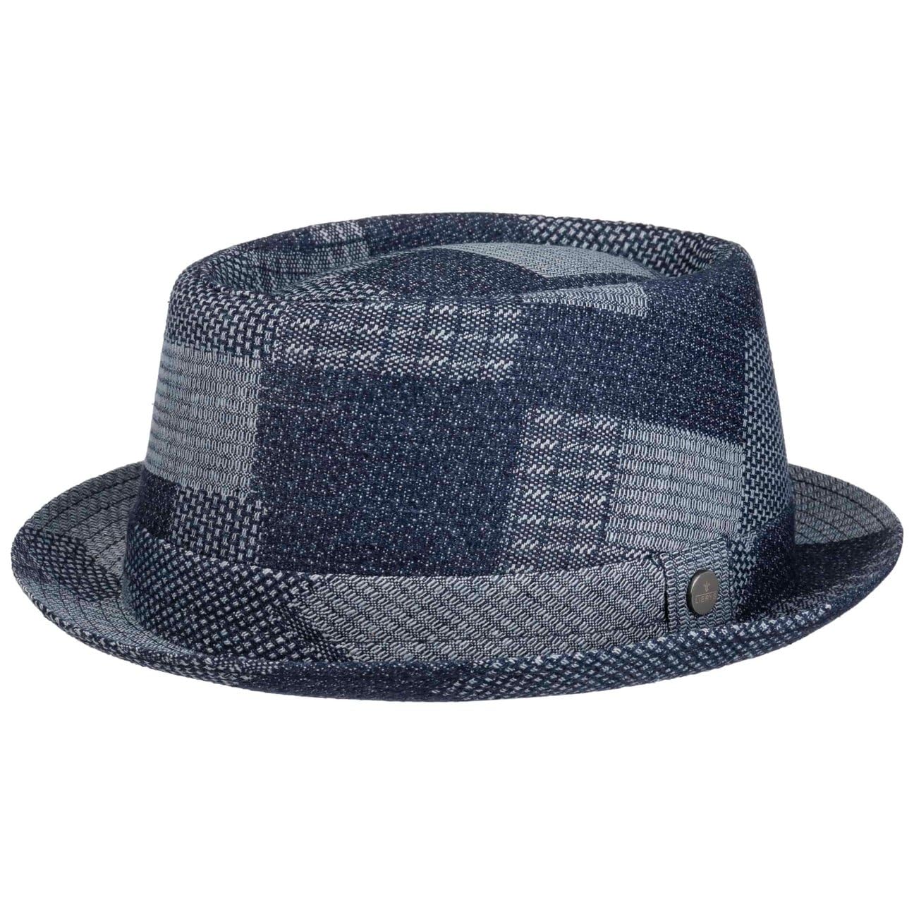 Lierys Chapeau Denim Patchwork Pork Pie Femme/Homme - Made in Italy Porkpie en Coton avec Doublure Printemps-ete Ete