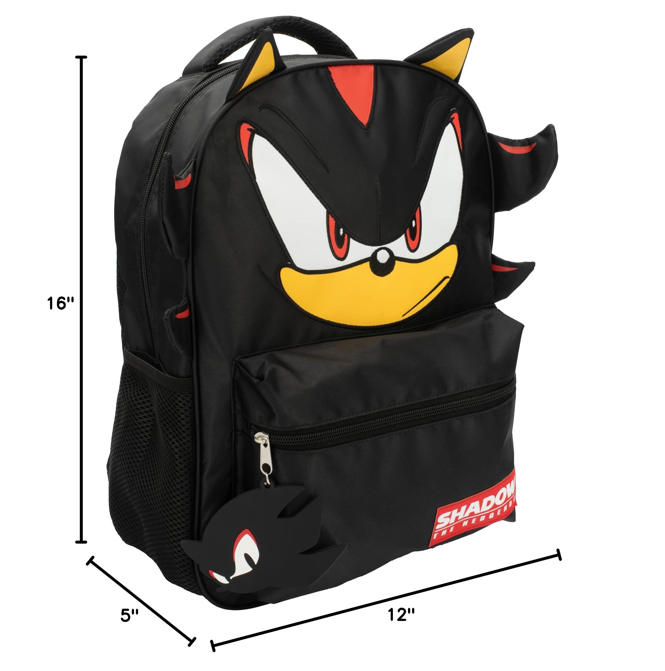 AI ACCESSORY INNOVATIONS Sonic The Hedgehog Backpack for Boys & Girls, Shadow 16 Inch Schoolbag with 3D Features, Durable School Bag for Kids