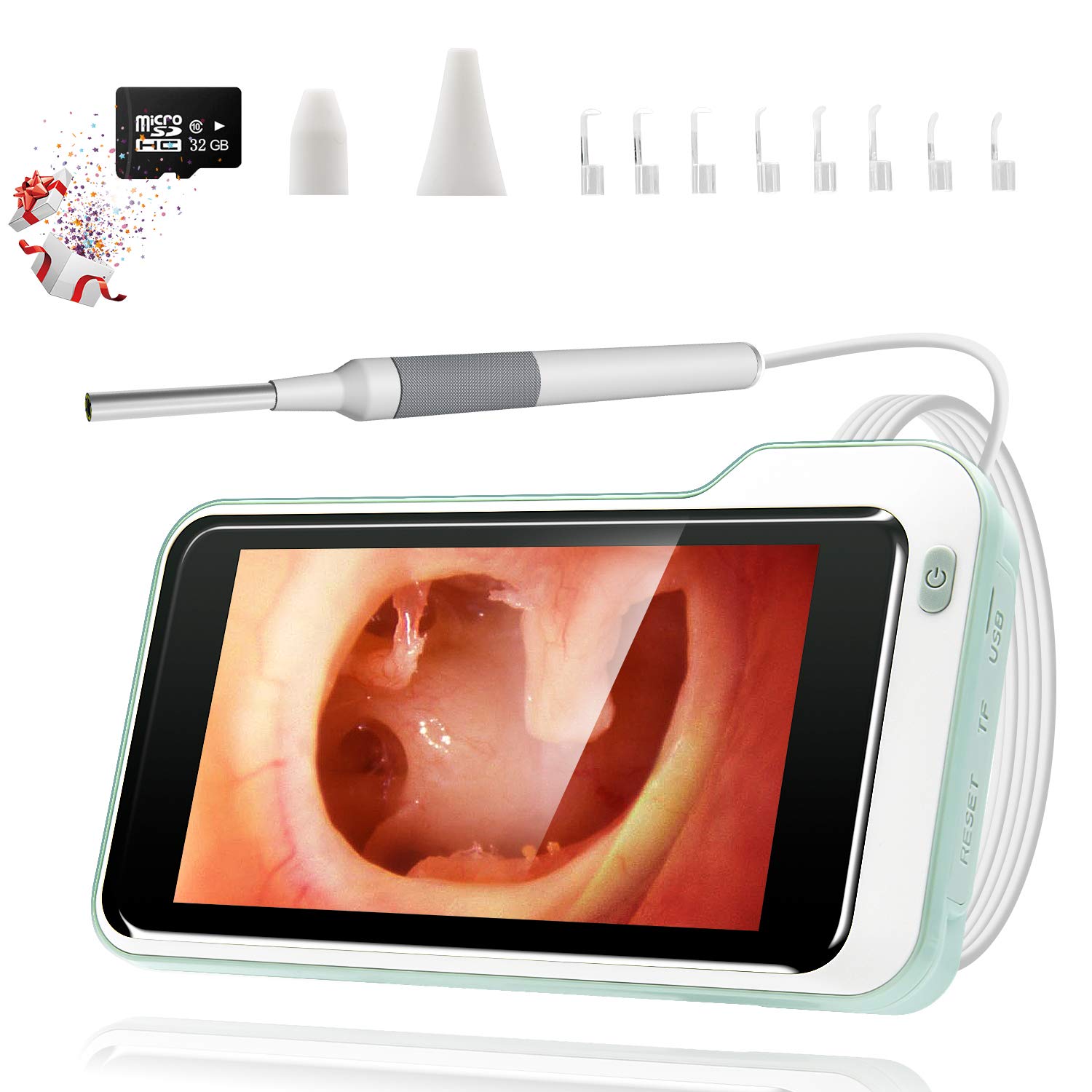 Kolaura Digital Otoscope with 5 Inch Screen, 3.9mm Ear Camera, 6 LED Lights, Ear Wax Removal Tool, Supports Photo Snap and Video, 32GB Card-image-26