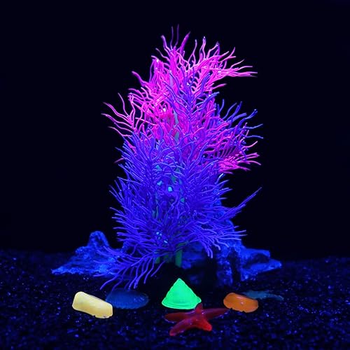 Aquarium Decorations Glowing Silicone Ornament for Tank Landscape Decor - Betta Fish Tank (Purple)