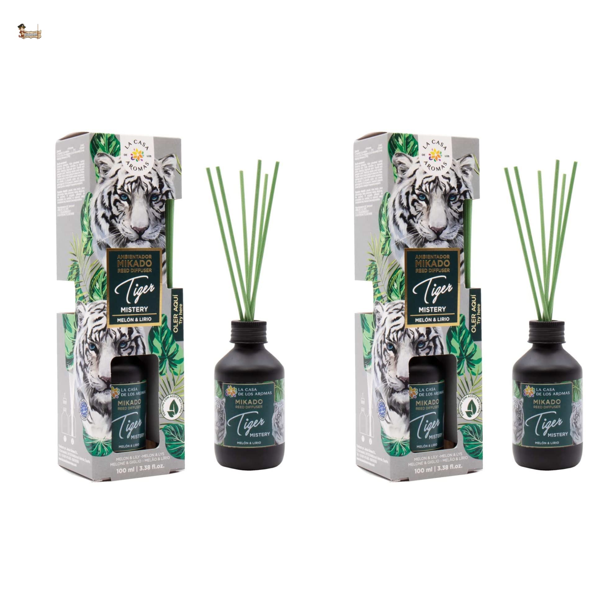 BricoLoco.com. 100ml Mikado Tiger Mistery odświeżacz powietrza Bardziej wygodny i bezpieczny niż świece odświeżacz powietrza do domu, pokoju, melon i lilia (2)