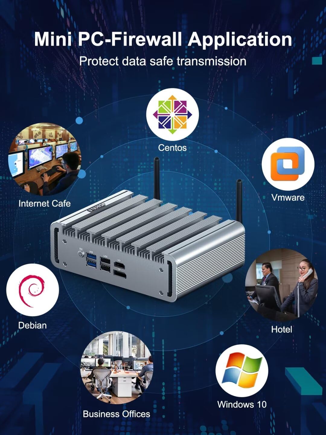 Fanless Mini PC Firewall Appliance N100, 32GB RAM DDR5+1TB NVMe SSD, 4USB WiFi 2.5GbE LAN, Soft Routing Mini PC Small Server Apoyo VPN AES-NI Ubuntu Debian Vmware ESXi Centos