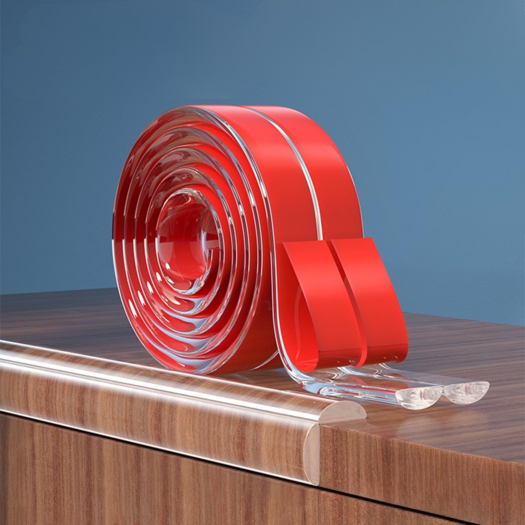 OLWICK 1 Meter Clear Self-Adhesive Countertop & Table Edge Protector – Transparent Oval-Shaped Spill/Impact Guard Strip for Desks, Kitchen Counters, Workbenches & Furniture, 15x15mm, Pack of 1-image-2