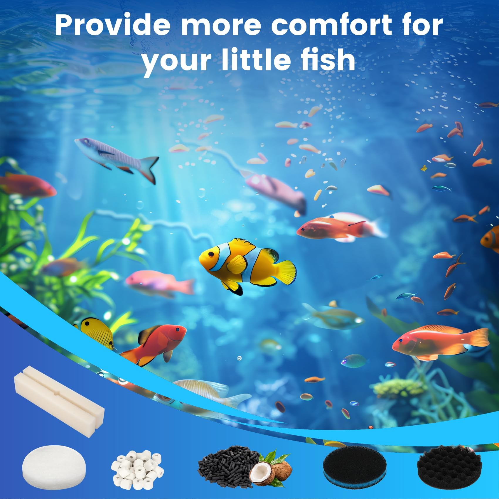 24 filtri Fx6, compatibili con filtri per acquari Fluval FX4/FX5/FX6, tra cui blocco in bio-schiuma, filtro in spugna di carbonio, anello in ceramica, borsa a rete
