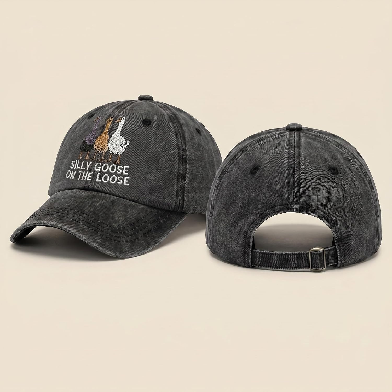 Silly Goose Hat Funny Goose Hats Funny Baseball Cap Funny Hats for Men Women Adjustable Cotton Dad Hat Cute Animal Embroidery Silly Hat Dark Gray