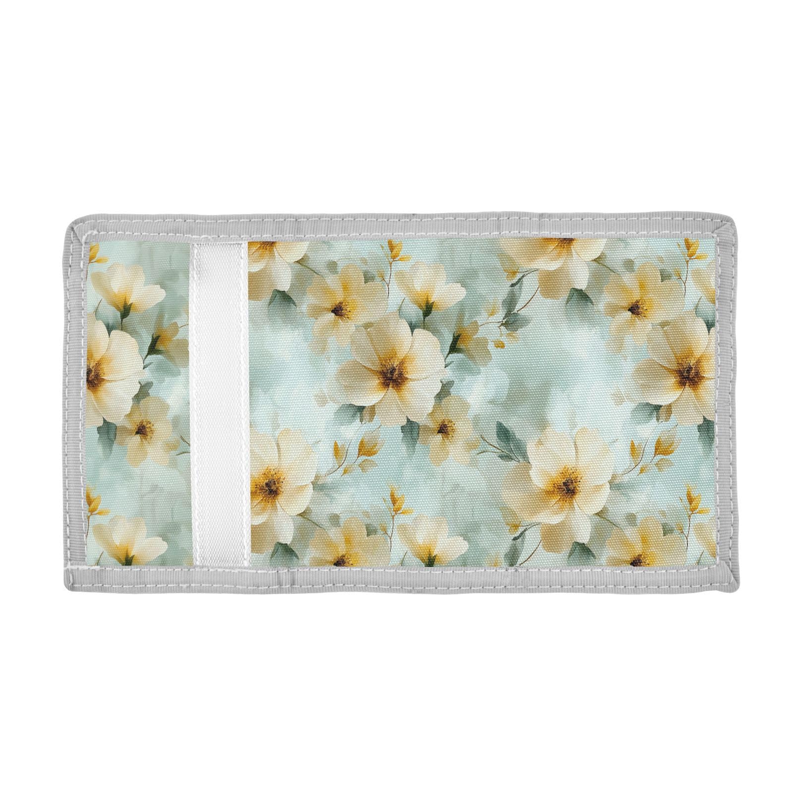 FOLIOSA Kids Wallet for Boys Girls Yellow Florals Print Youth Wallet with Zipper Pocket Card Holders, Novelty Wallet 4.9×2.9 in