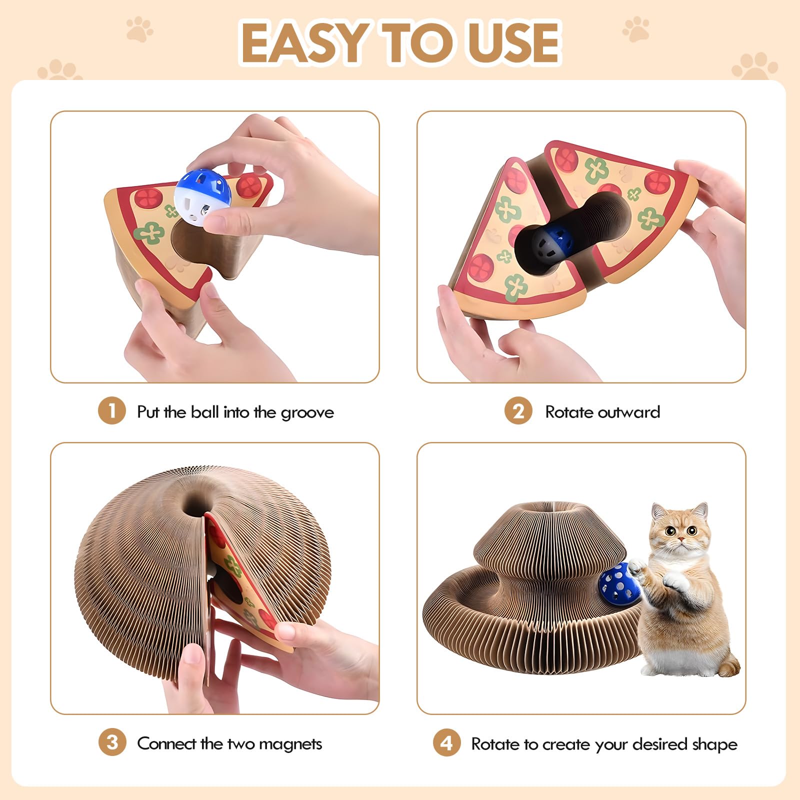 ZOBMIO Magic Organ Cat Scratching Board, Cat Toy, Extra Thick Cardboard + Smooth Edges, Flowing Cuts - Image 3