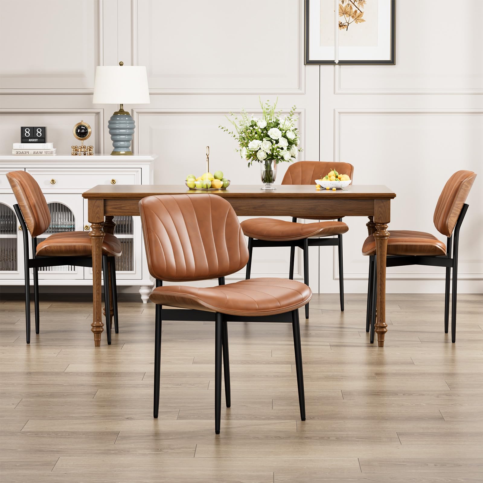 YaFiti Dining Chairs Set of 4, Mid Century Modern PU Leather Kitchen Chairs