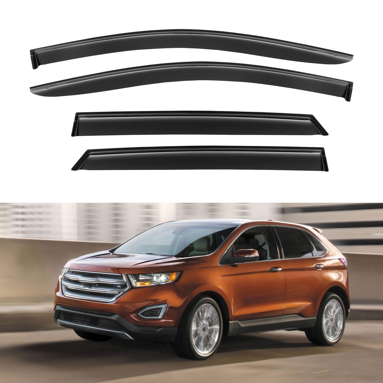 Photo 1 of YQAUTEC Window Visors Rain Guards Shield for Ford Edge 2015-2023, Window Wind Deflectors Vent Shades for 15-23 Edge