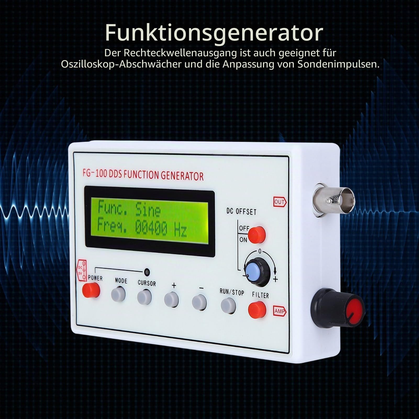 Signalgenerator, DDS-Funktionsgenerator, Frequenzzähler des Signalquellenmoduls, Sinusfrequenz 1 Hz - 500 kHz, Frequenzmesser