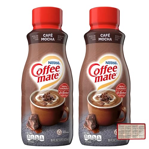 My Sunshine Coffee Creamer - Incluye dos (2) botellas de 16 onzas líquidas de Coffee Mate Cafe Mocha y una auténtica calcomanía colectiva CureCor