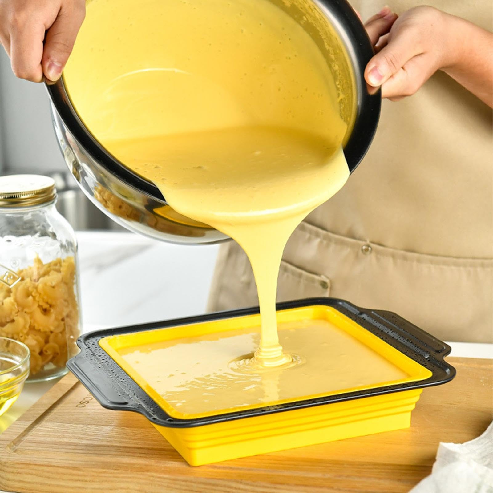 Genérico Molde de Silicona para Hornear apilable y apto al lavavajillas | con Guante, Rasqueta y Cepillo Set Apilable Resistente al Lavavajillas, para Magdalenas, Pan, Galletas, Cupcakes, Huevos,