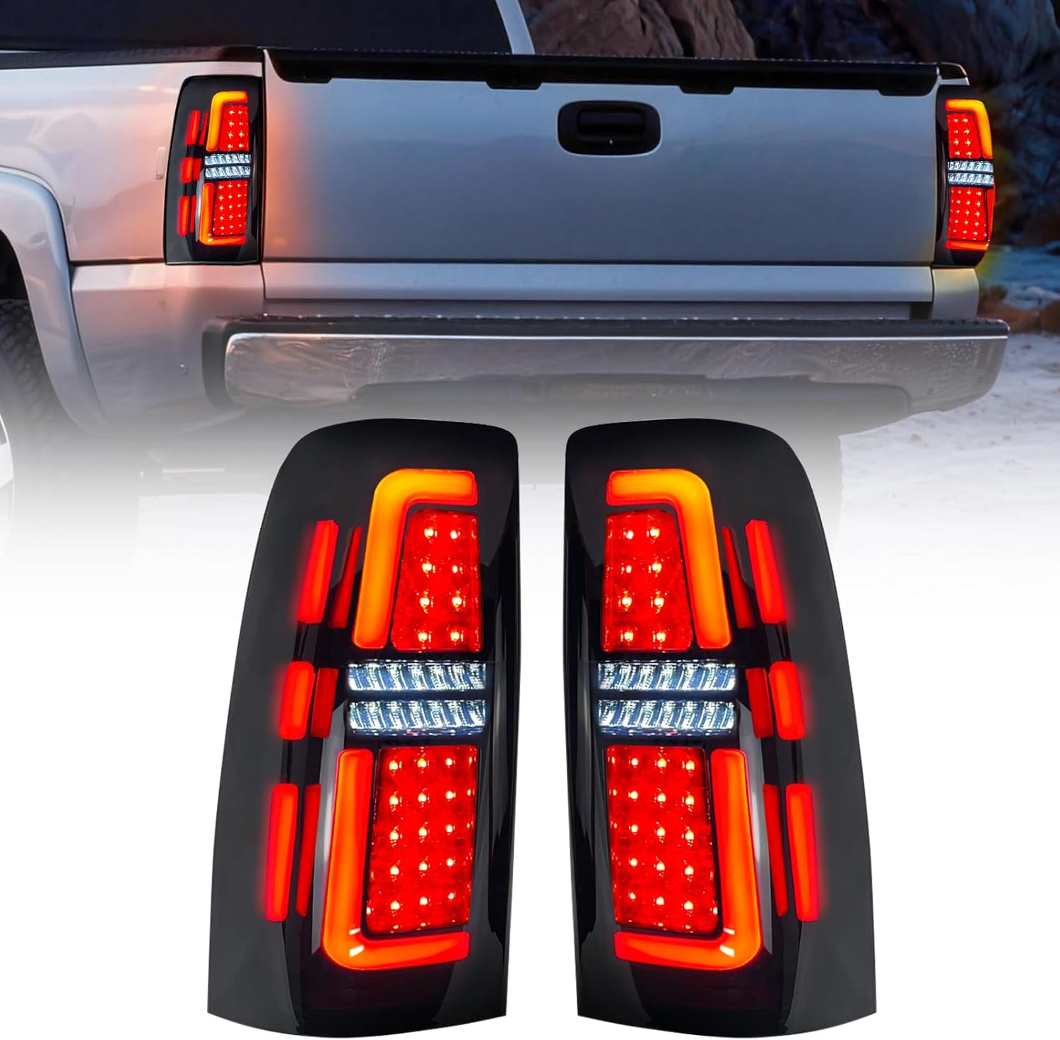 DOT Approved Smoked LED Tail Light Assembly Compatible with 1999-2006 Chevy Silverado 1500 2500 and 1999-2002 GMC Sierra 1500 2500 3500