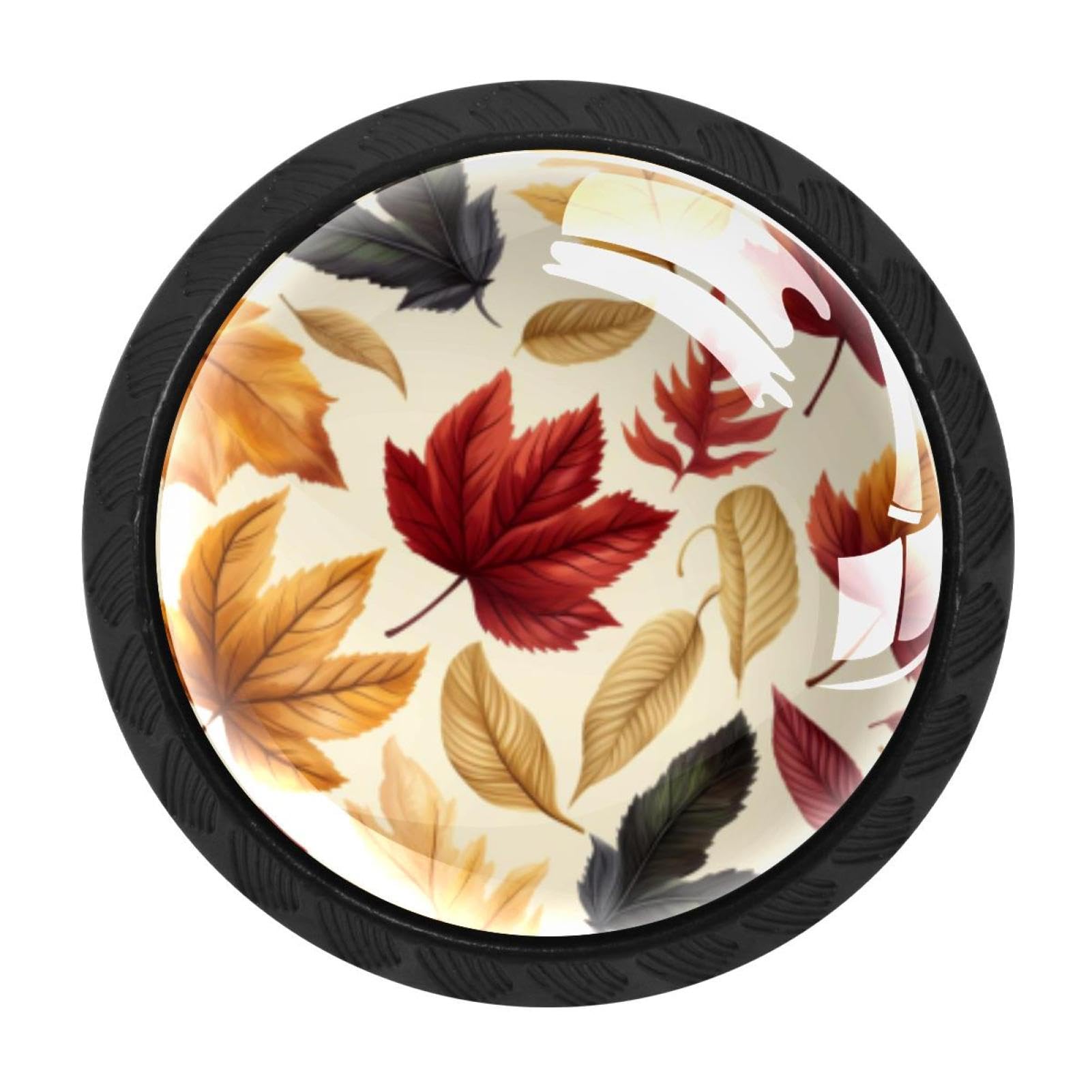 CHENZZZZ 4 pcs Thanksgiving Leaves Cabinet Knobs Crystal Drawer Pulls for Kitchen, Bathroom Cabinet, Dresser and Cupboard