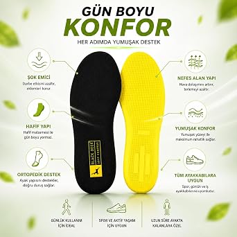 Black Deer Hyper Boost Technology X15 Soft Comfort Siyah-Sarı Ergonomik Konforlu Rahat Yumuşak Tabanlık siyah sarı 41