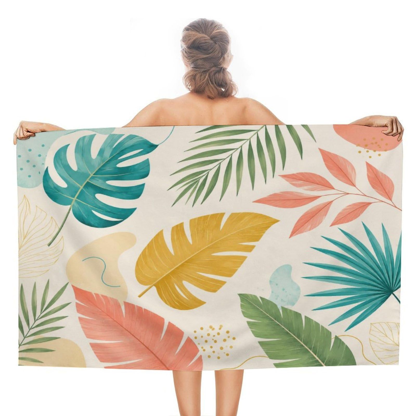Anceky Tropical Leaves Oversized Beach Towel Quick Dry Sand Free Microfiber Travel Towel Lightweight Multi Purpose Beach Blanket Pool Gym Bath Towel 51x31 in