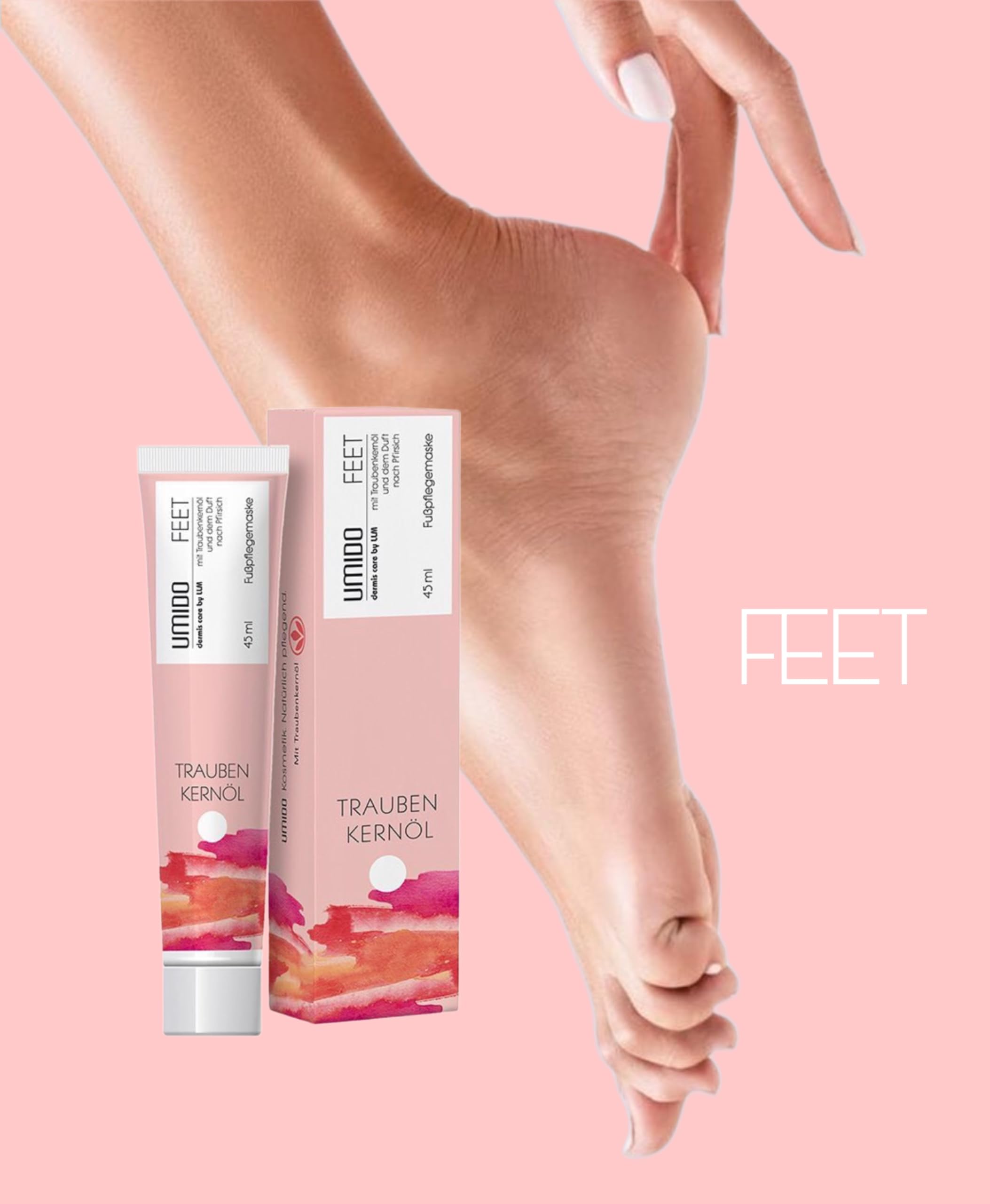 72x UMIDO Fußmaske 45 ml Pfirsichduft und Traubenkernöl | Fußcreme | Fußlotion | Pflegecreme | Fußpflegecreme