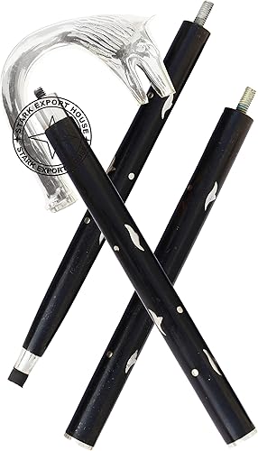 Miniatura 3 de Bastón de madera para caminar con mango de níquel y latón, regalo para hombres y mujeres, 39 pulgadas, color negro