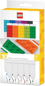 IQ LEGO İkonik Kırtasiye 10'lu Paket Kalem: LEGO Plakalı Yaratıcı Hızlı Kuruyan Jel Kalem - 10 Renk Seti, İnce Uç 0,7 - Ofis Yazma Aleti