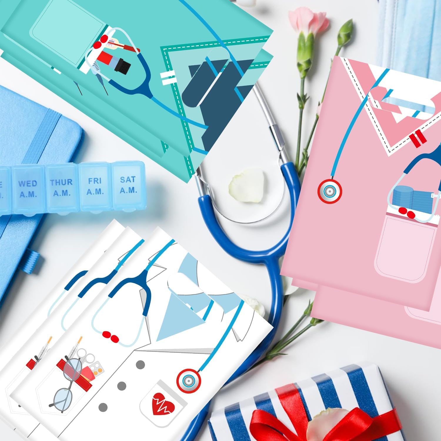 JIUGUOBAO 60 PCS Nurse Party Gift Bags, Nurse Party Favors Bags Waterproof Plastic Goodie Bags for Nurse Week Gifts Medical Graduation Party Appreciation Gifts image 4