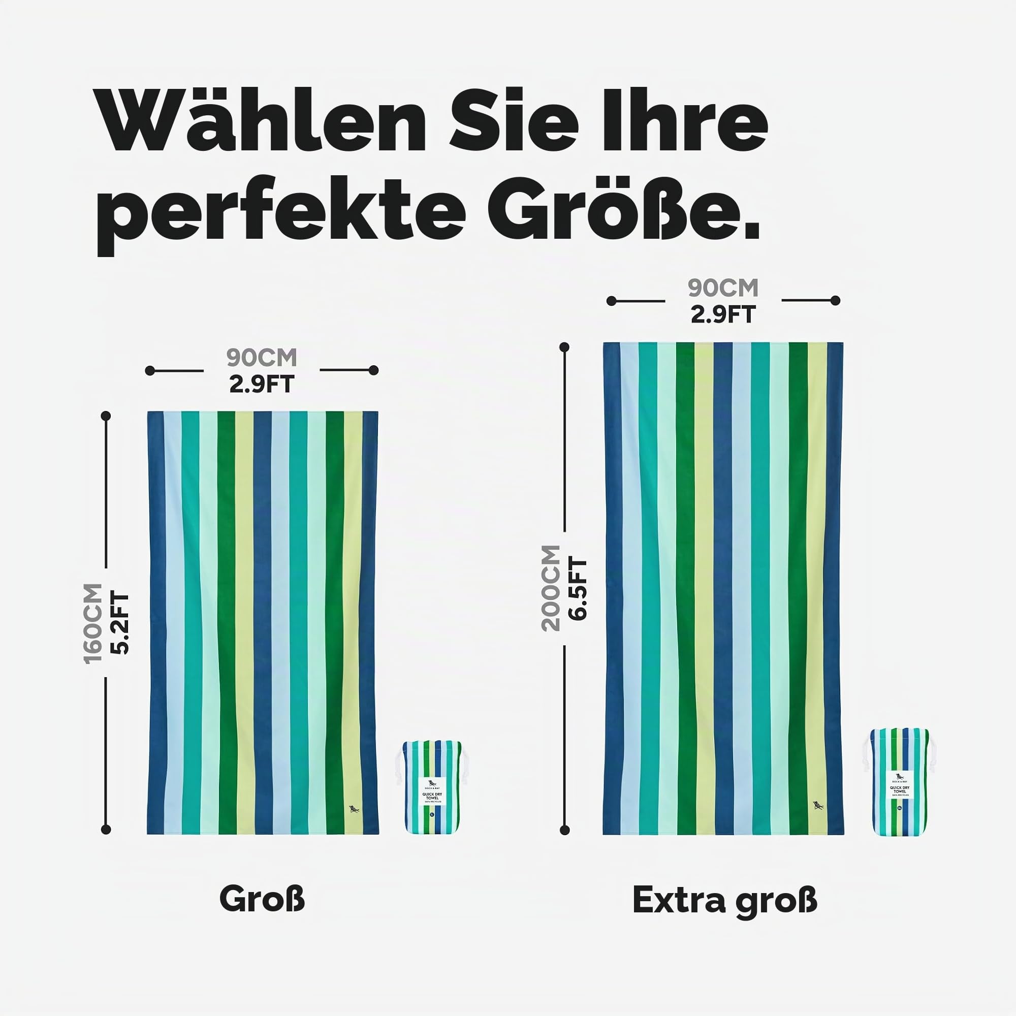 Dock & Bay Schnell trocknendes Handtuch – für Sport & Fitnessstudio – kompakt, leicht – 100% recycelt – inklusive Tasche – Sommer – Cool Lagoon, Größe XL, 200 x 90 cm | Sandresistent, inklusive Reisetasche, leicht und kompakt, 100 % recyceltes DryQ-Gewebe