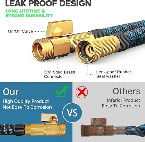 Miniatura 4 de Manguera de jardín expandible de 75 pies, manguera de agua flexible sin torceduras de 75 pies con boquilla rociadora de 10 patrones, conectores de