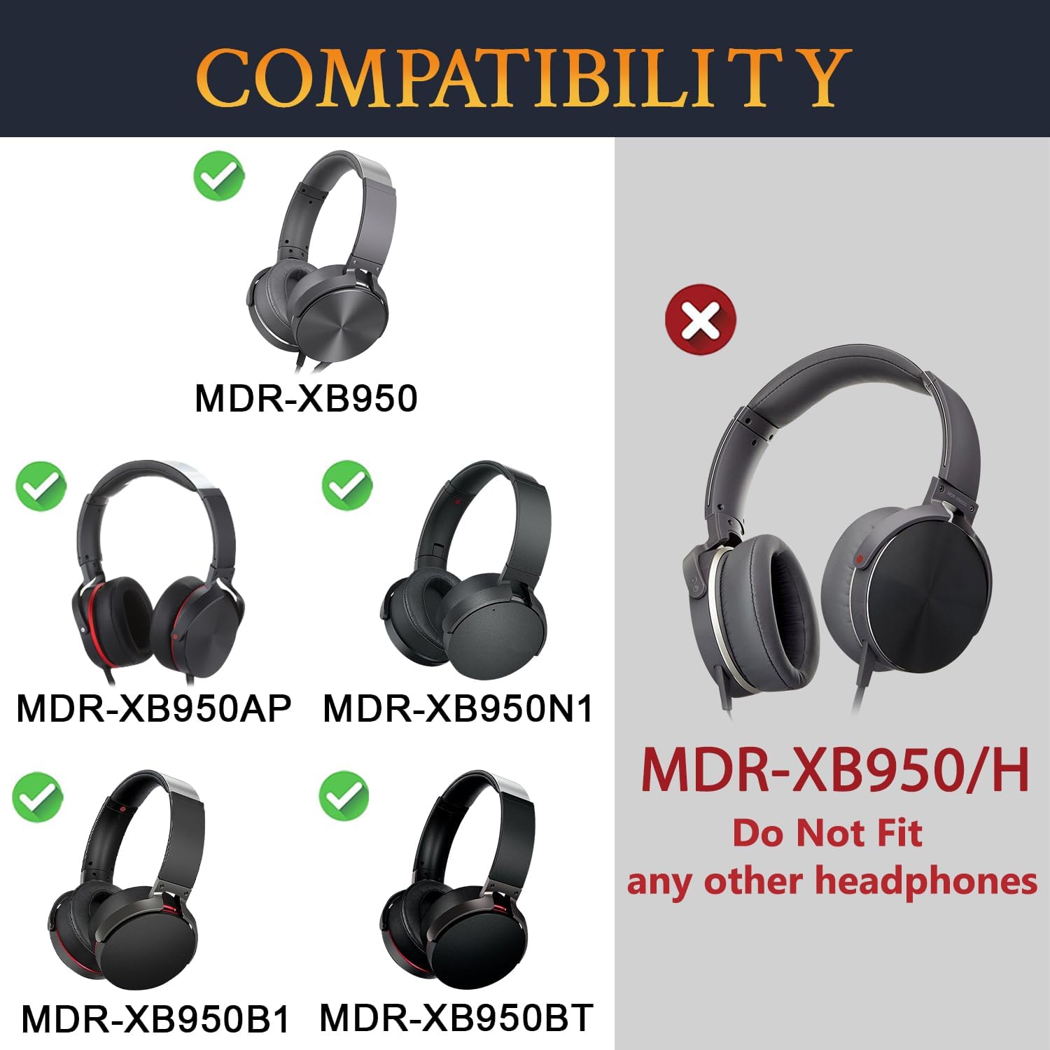 SOULWIT Lambskin Professional Earpads Cushions Replacement for Sony MDR-XB950 XB950BT XB950B1 XB950N1 XB950AP Over-Ear Headphones, Ear Pads with Noise Isolation Memory Foam - Black