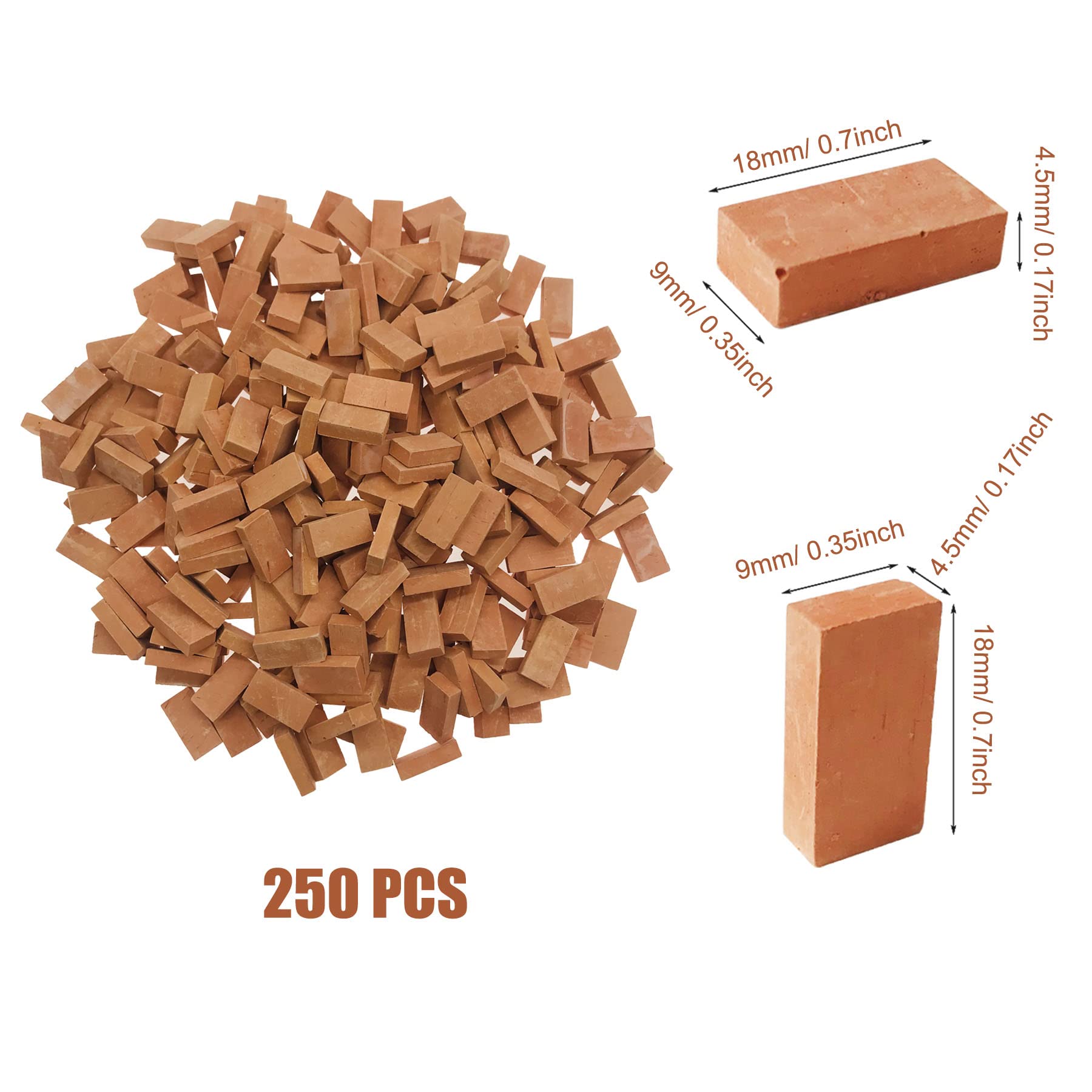 Doumneou 200 stuks mini bakstenen voor landschapsarchitectuur miniatuur bakstenen muur kleine bakstenen voor tuinonderdelen, 1/35 schaal