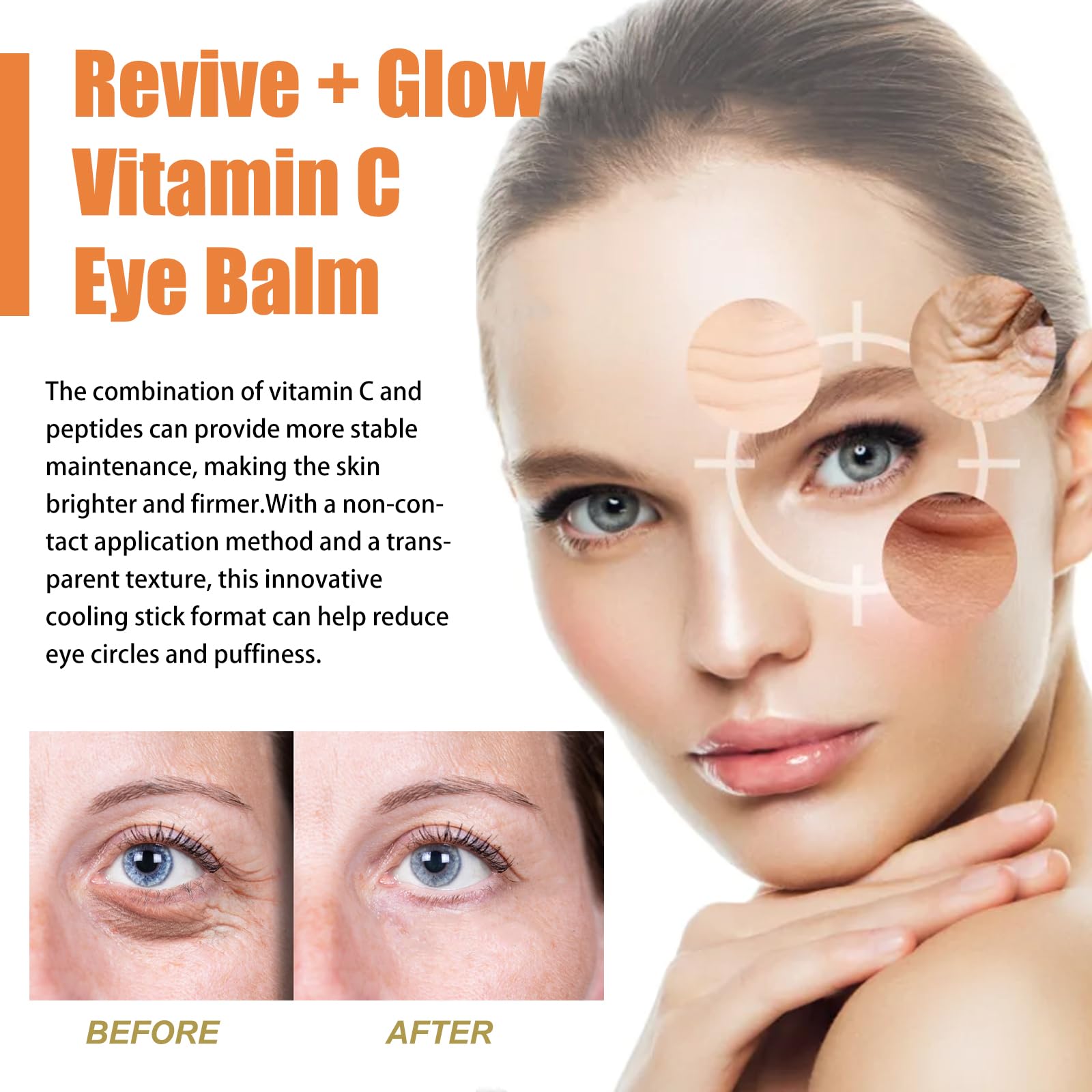 Baume pour les yeux à la vitamine C éclaircit et réduit les poches, Stick hydratant pour les yeux MultiCorrexion pour les cernes et les poches, Crème hydratante au rétinol Sérum rides profondes (1pcs)