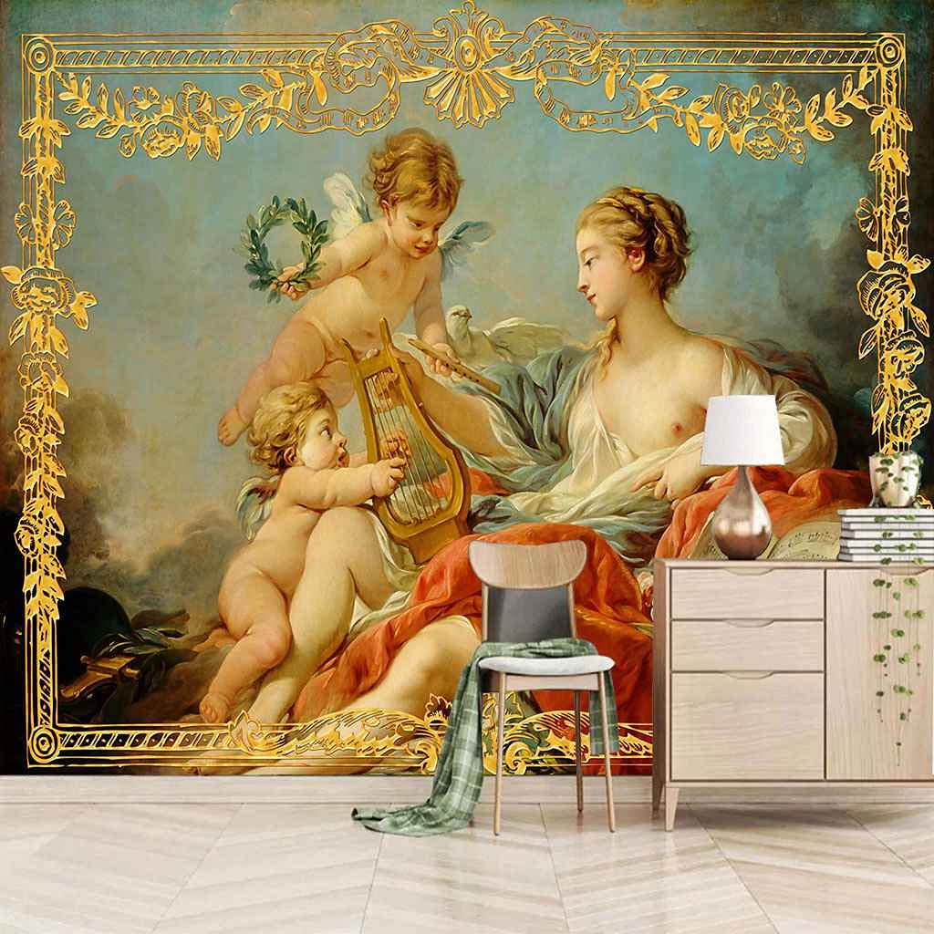 Papier peint toile d'ange fresque murale 3D effet textile haut de gamme