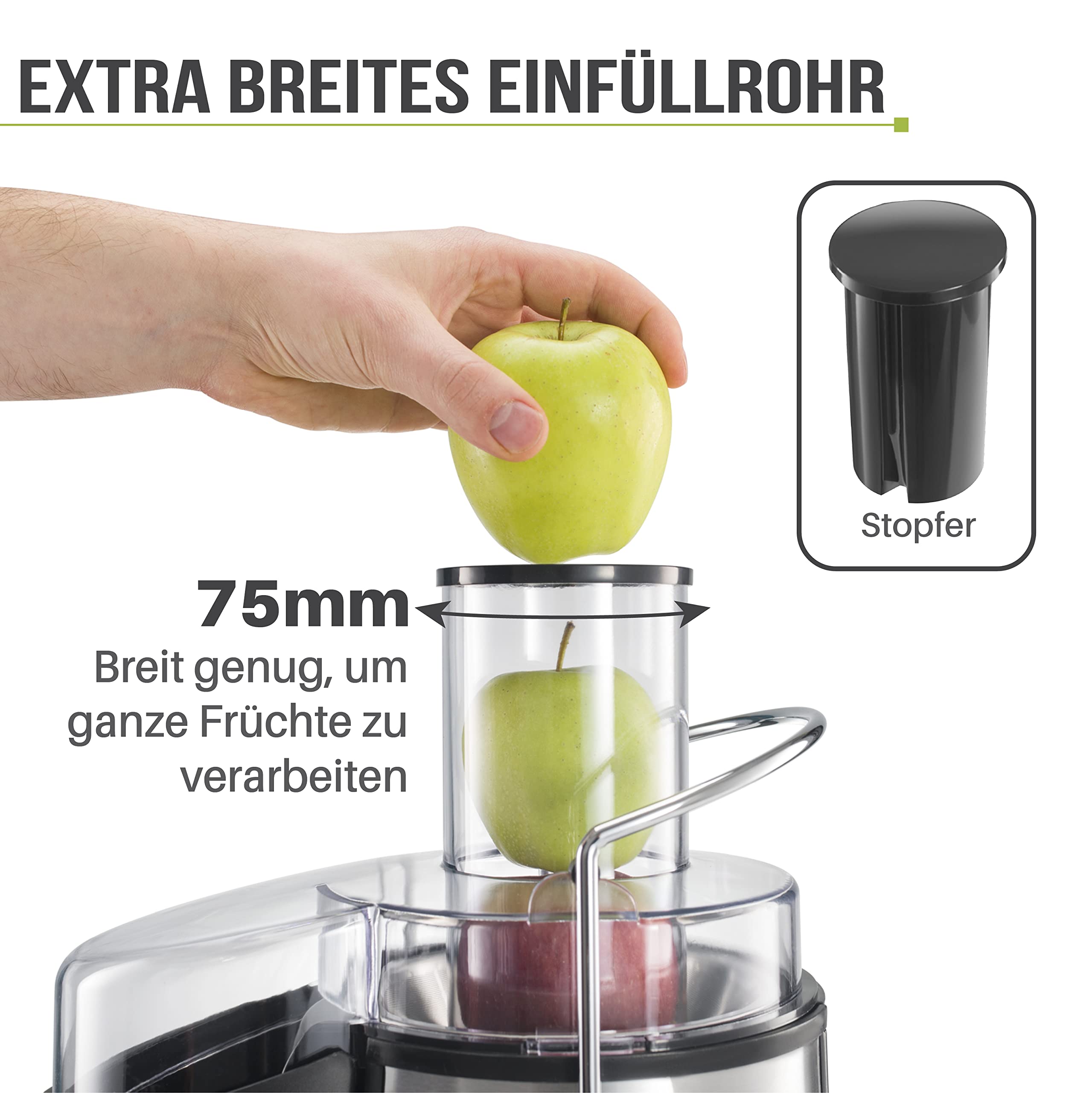 Twinzee Entsafter Gemüse Und Obst - 850W Zentrifugalentsafter - 2 Geschwindigkeitsstufen, Großer Einfüllschacht, Anti-Rutsch-Füße- Saftpresse Elektrisch, hochwertigen für gesunde ernährung
