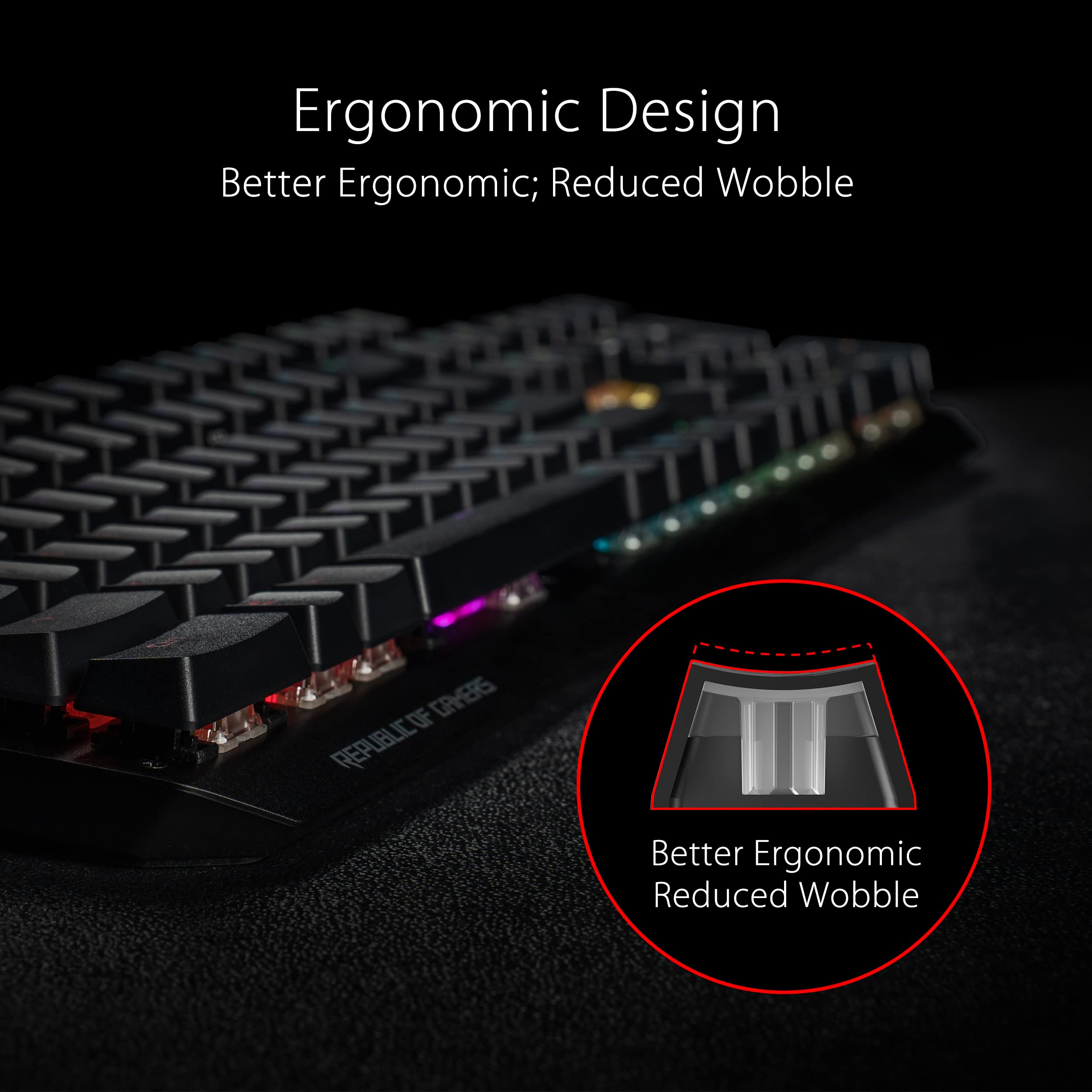 ASUS ROG SET TASTI PBT, Qualità Premium, Materiale a Lunga Durata, Neri | Steli Ridotti, Profili A Media Altezza, Resistenti, Click Migliorati (Layout a 104/105 Tasti per Stati Uniti e Regno Unito)
