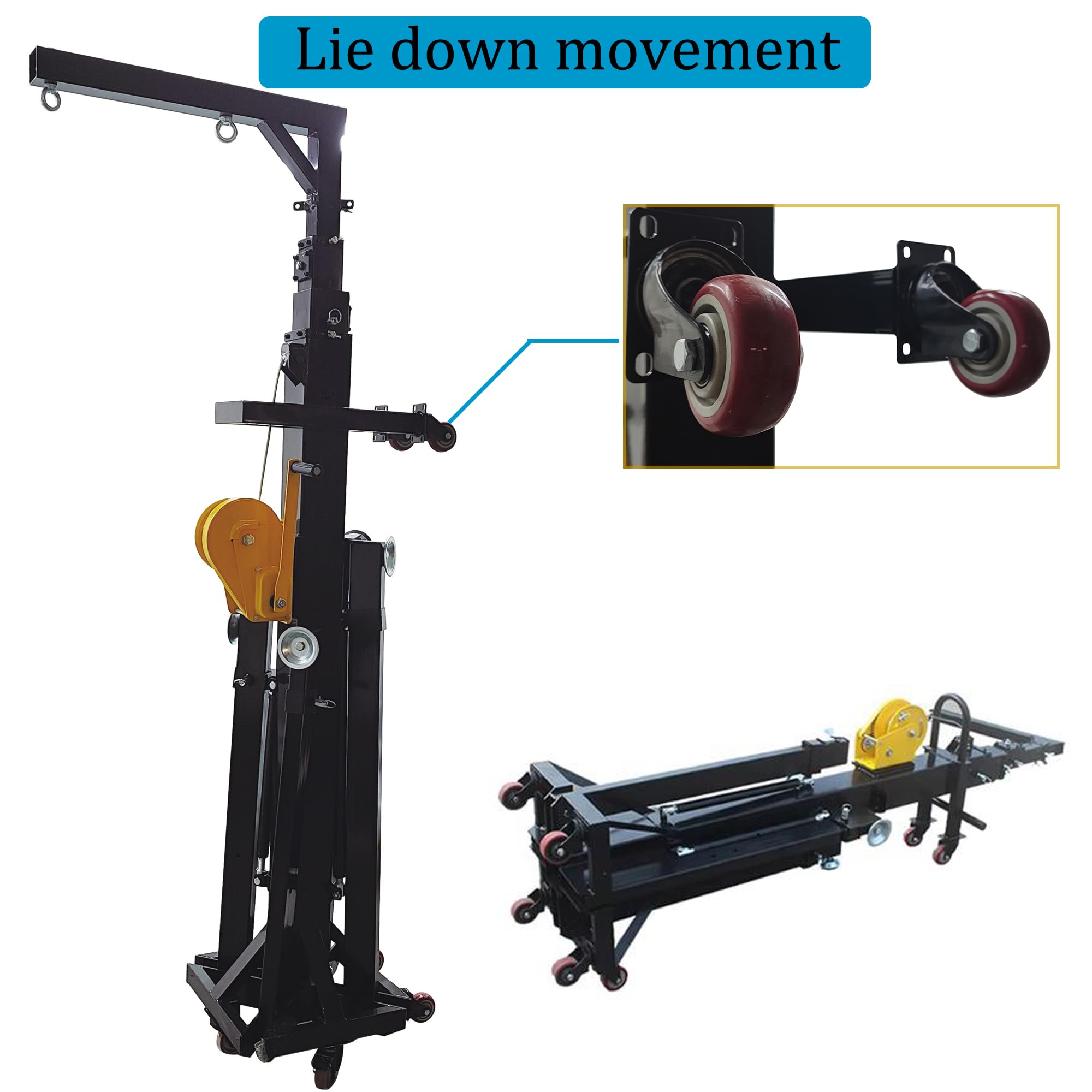 TECHTONGDA Folding Line Array Speaker Stand, Crank Up Lifting Speaker Stand Heavy Duty Crank Stand with Outriggers, Adjustable Height Light Trussing Stands for Event Speaker Truss, 550 lb Capacity