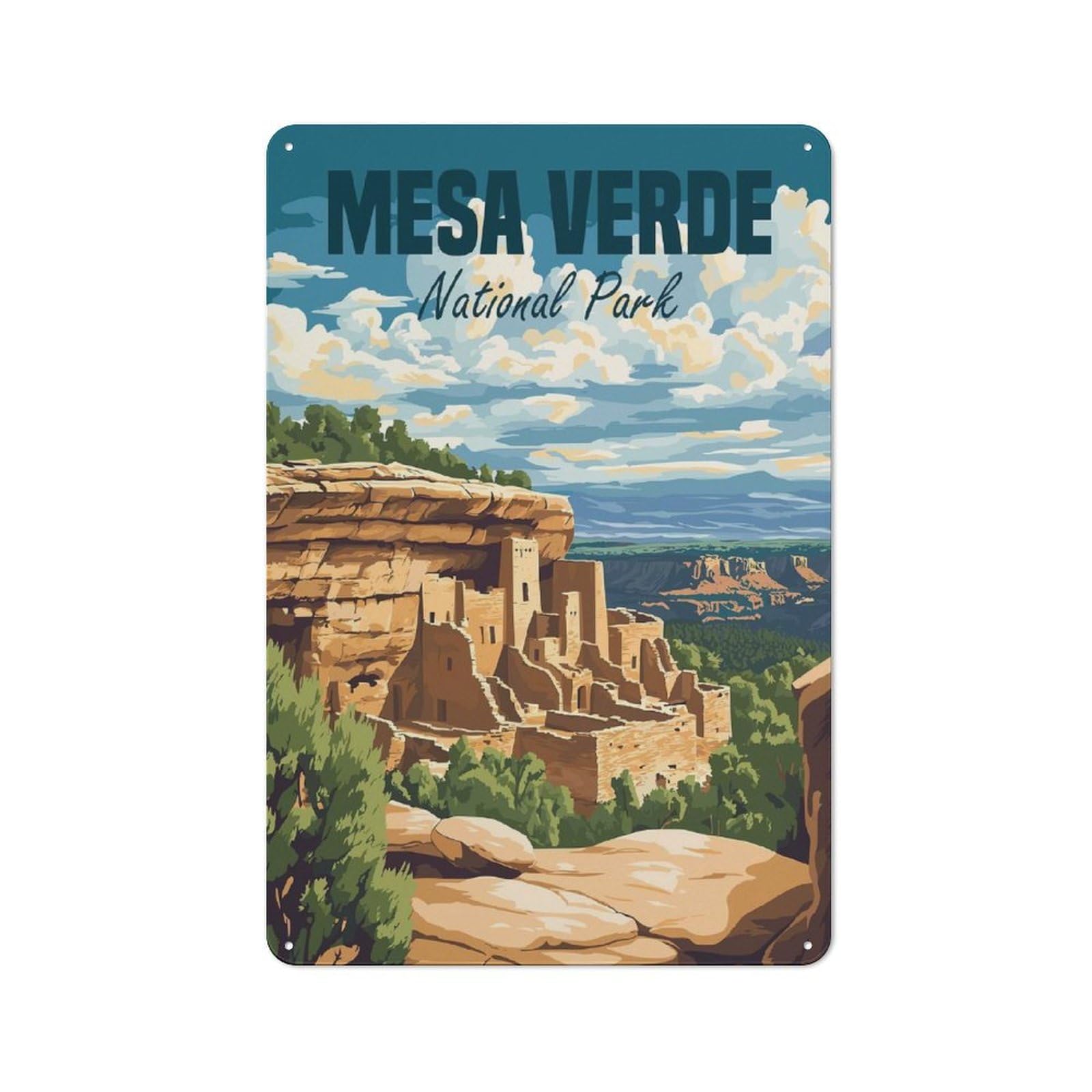 Understated Mesa Verde National Park Metal Wall Plaque 30x20cm, Creative Space Decor for Office, Study, Studio Or Hallway