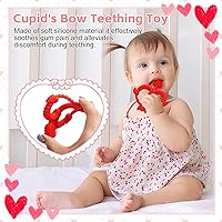 Vista 4 de Valentines Heart Baby Teething Toys for Babies 0-36 Months, Easy for Little Hands to Hold,Cupid Bow and Arrow Soft Teether Toy, Surface texture for